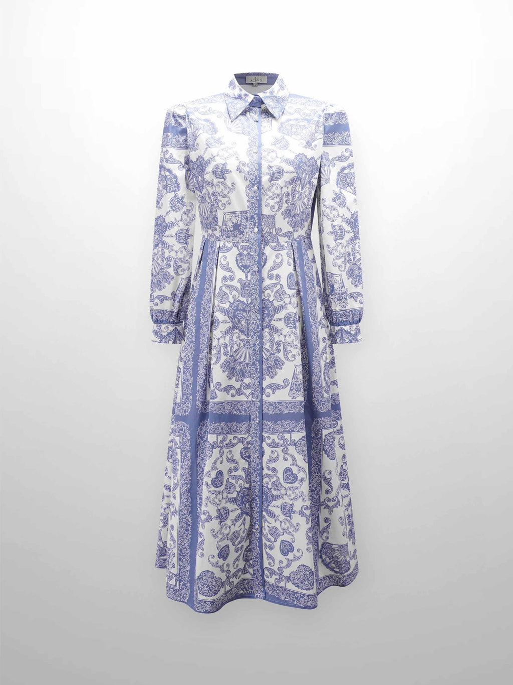 Royal Damask Dress-Blue-1