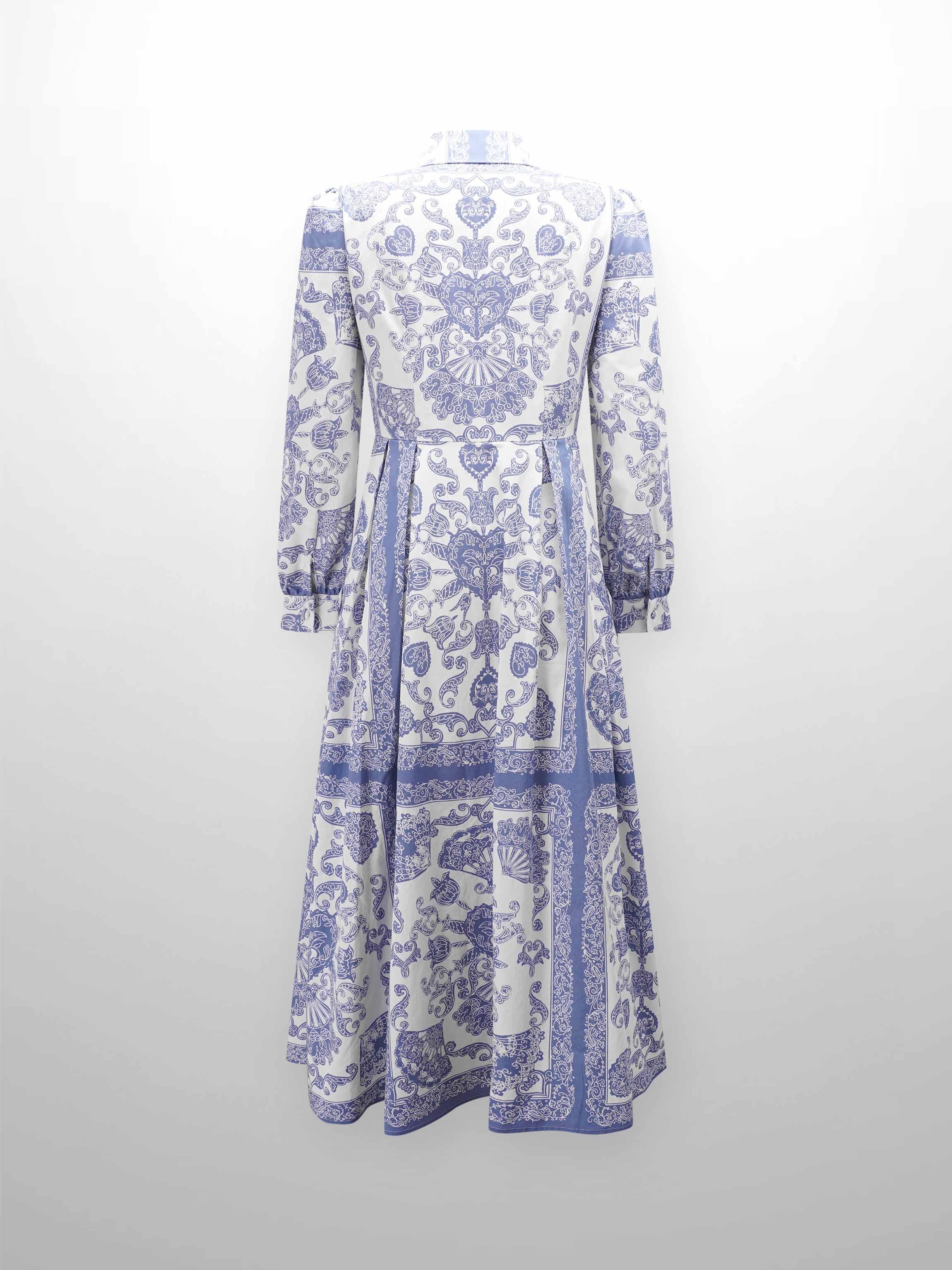 Royal Damask Dress-Blue-2