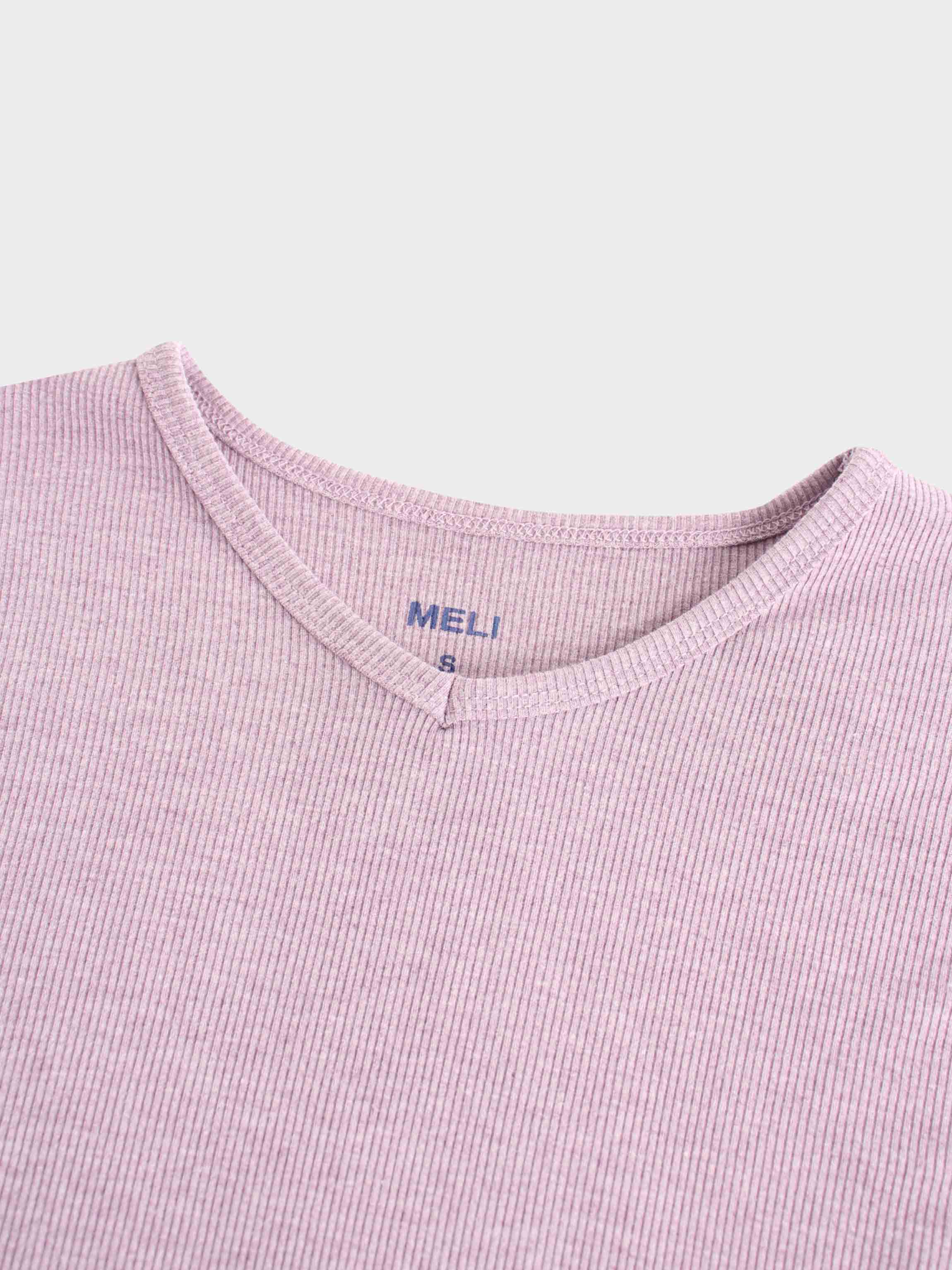 RIBBED HIGH V TEE LS-LIGHT PURPLE-2