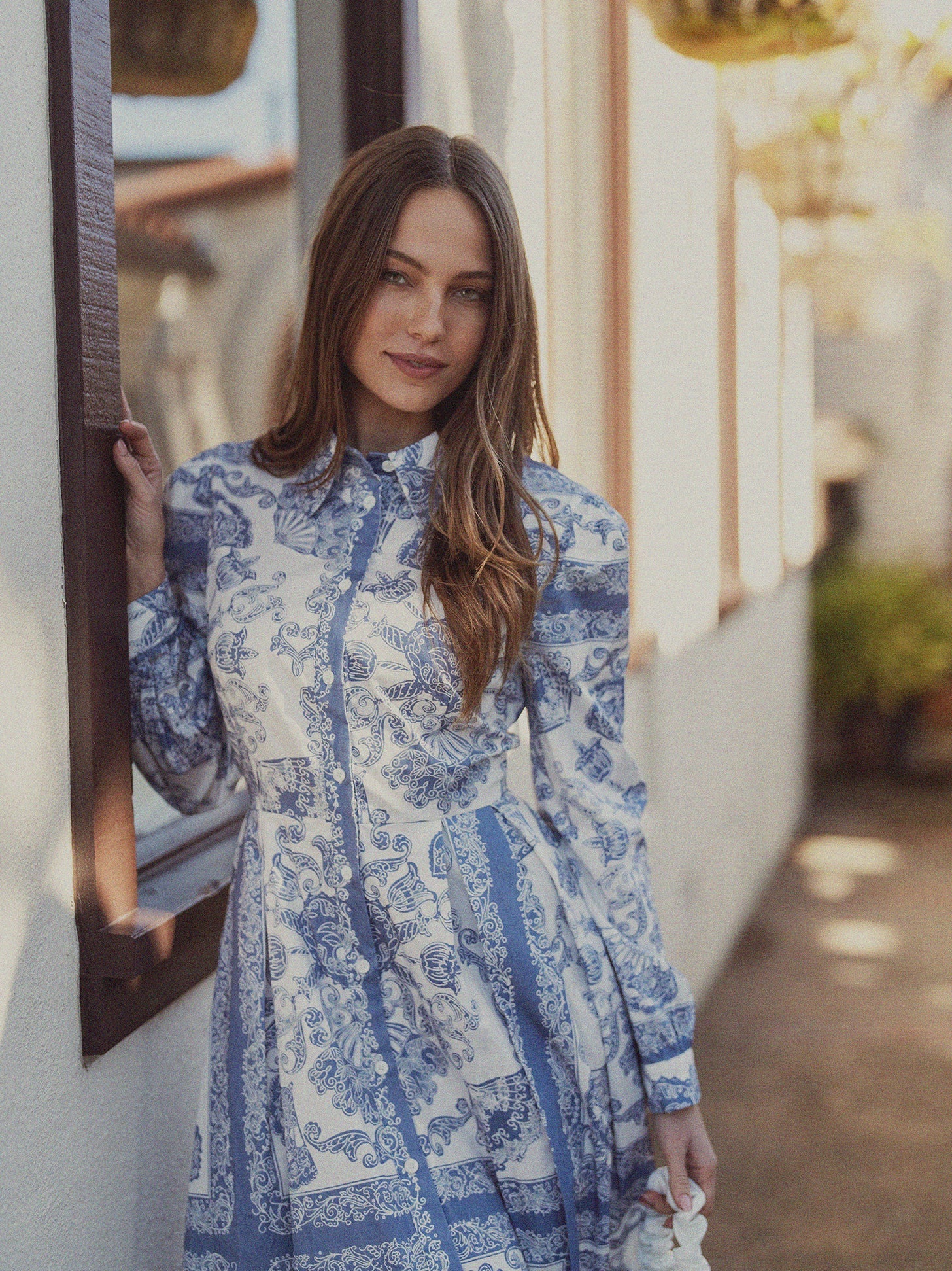 Royal Damask Dress-Blue-3